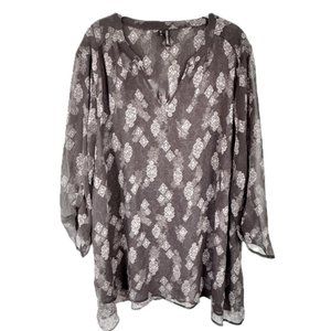 Maurices Dark Gray Damask Tunic - Plus Size 4